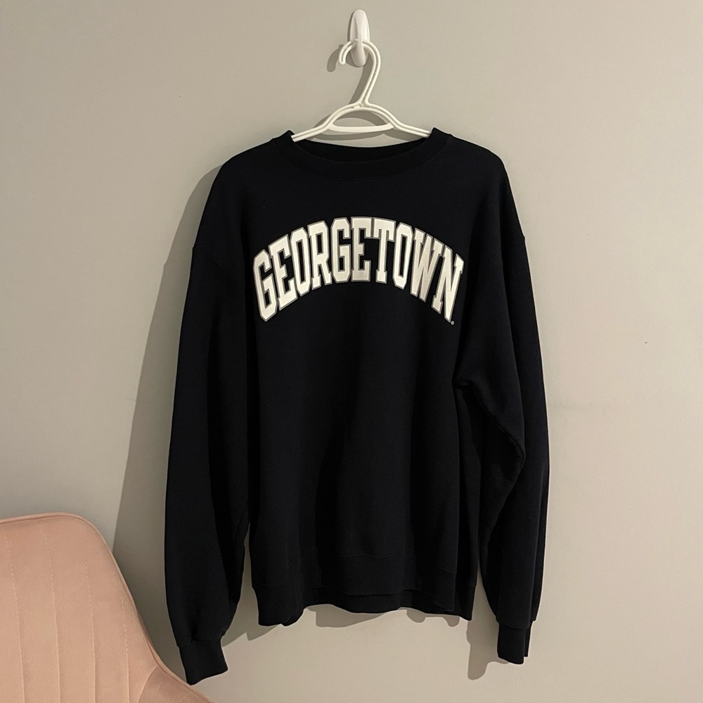 Champion Crewneck — Georgetown University, Dark Navy, Unisex Size L